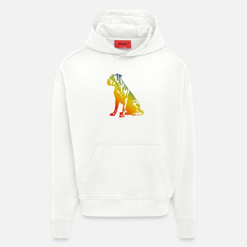 Chien Boxer - Sweat à capuche bio épais oversize fabriqué en UE - OFF WHITE