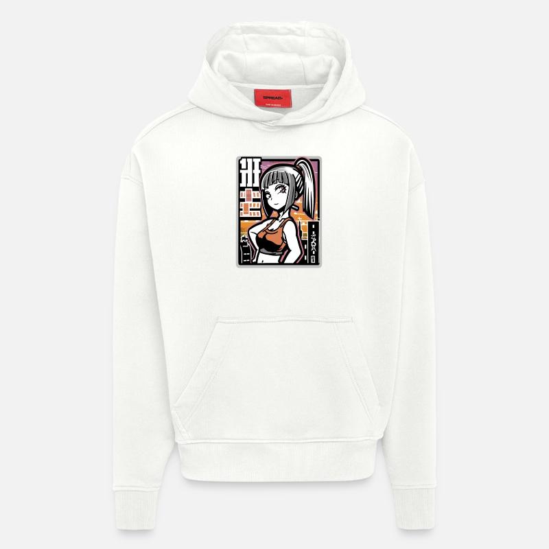 Anime freches Stadt Mädchen - Hoodie- made by SPREAD - OFF WHITE