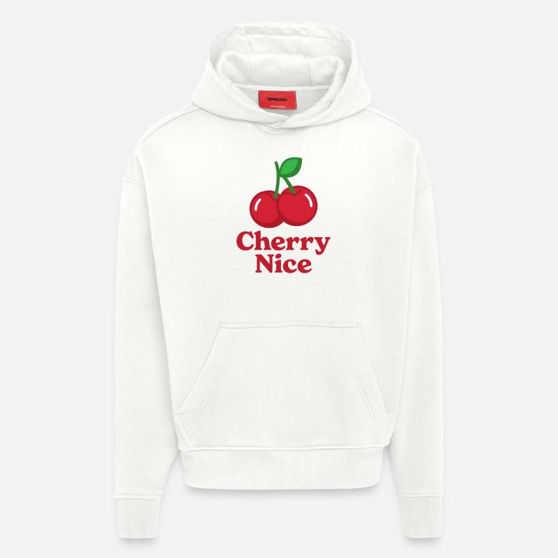 Cerise Nice - Sweat à capuche bio épais oversize fabriqué en UE - OFF WHITE