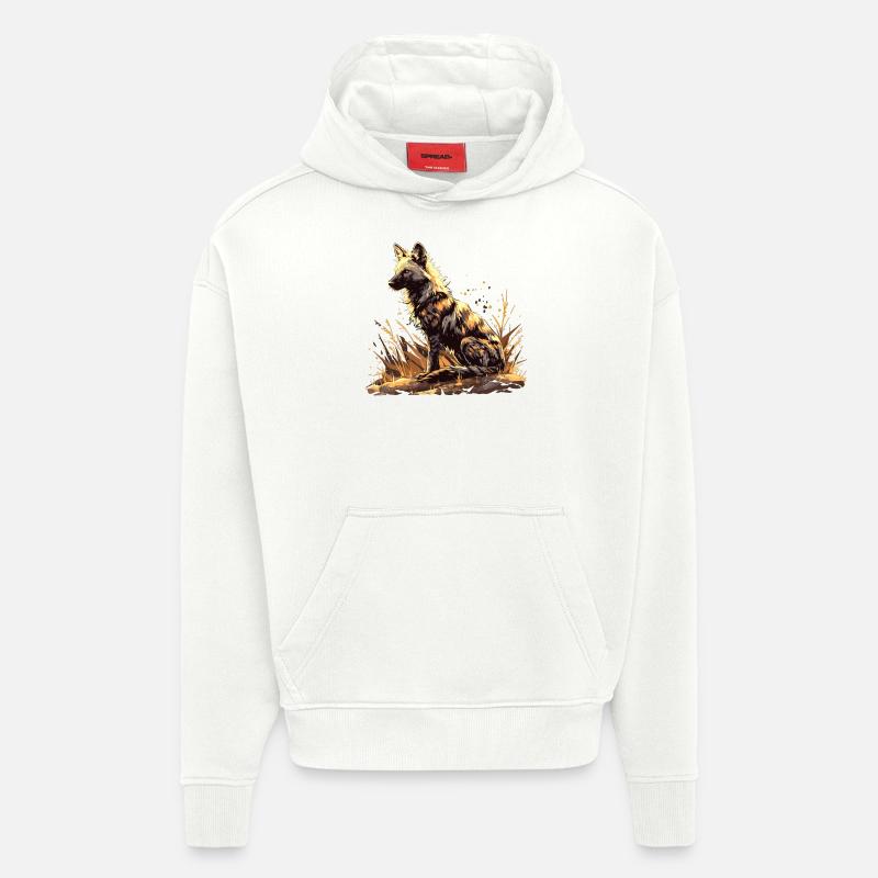 Loups d’Aardwolf - Sweat à capuche bio épais oversize fabriqué en UE - OFF WHITE