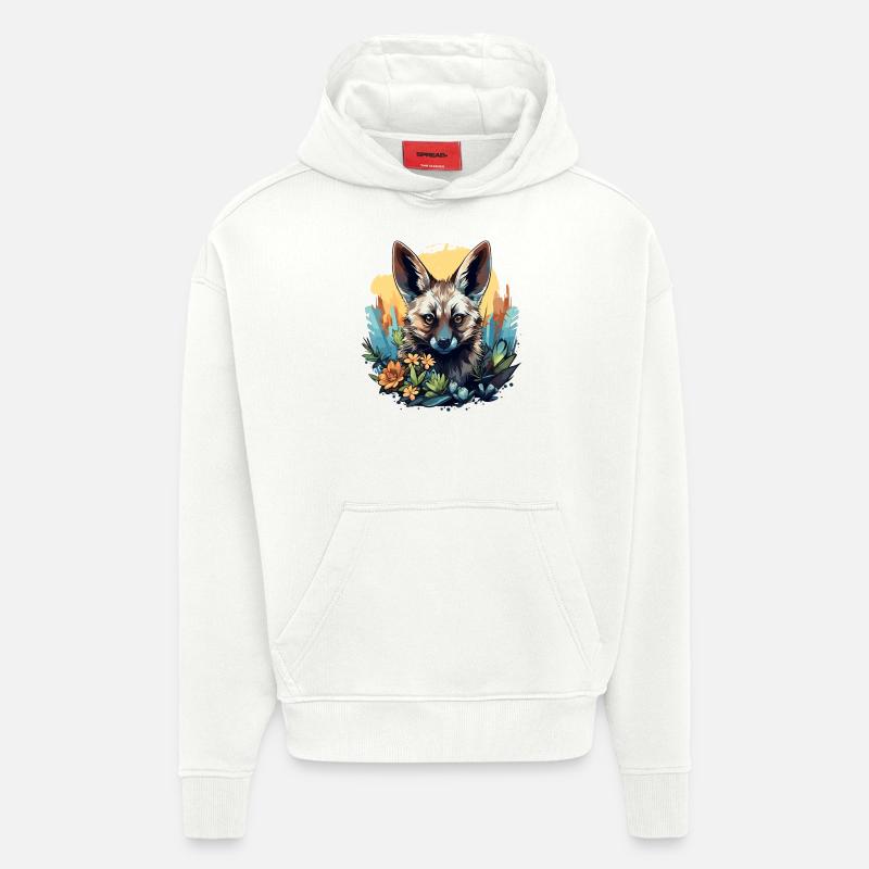 Loups d’Aardwolf - Sweat à capuche bio épais oversize fabriqué en UE - OFF WHITE