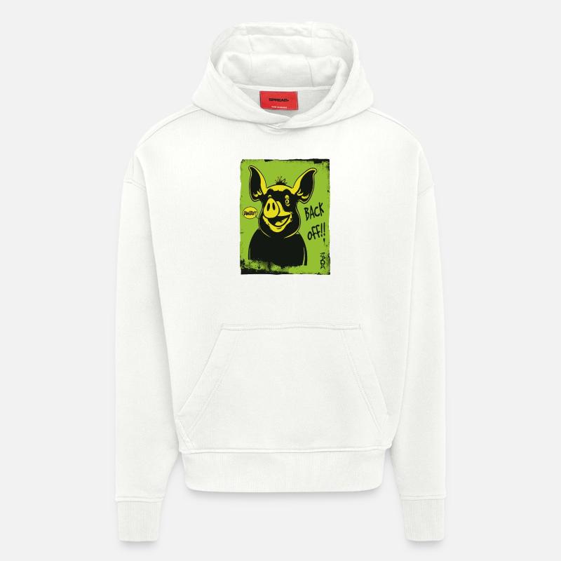 Drôle de cochon : Va-t’en, va-t’en - Sweat à capuche bio épais oversize fabriqué en UE - OFF WHITE