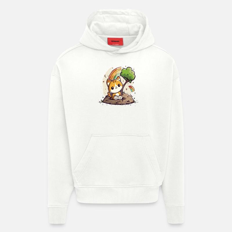 Niedliche Regenbogen-Kätzchen-Katze - Hoodie- made by SPREAD  - OFF WHITE