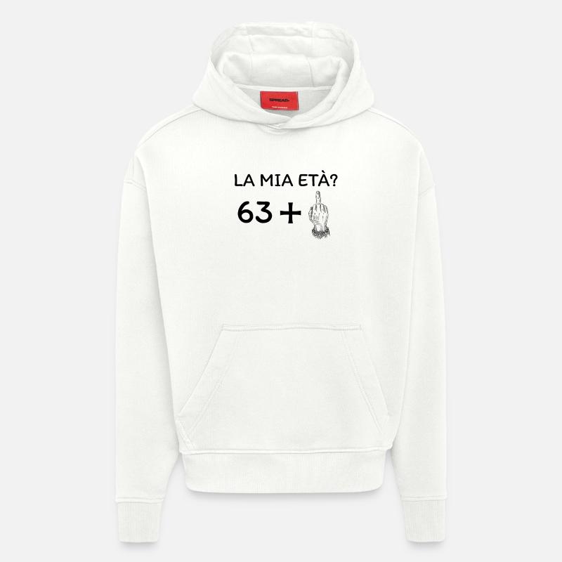 Mon âge 64 ans - Sweat à capuche bio épais oversize fabriqué en UE - OFF WHITE