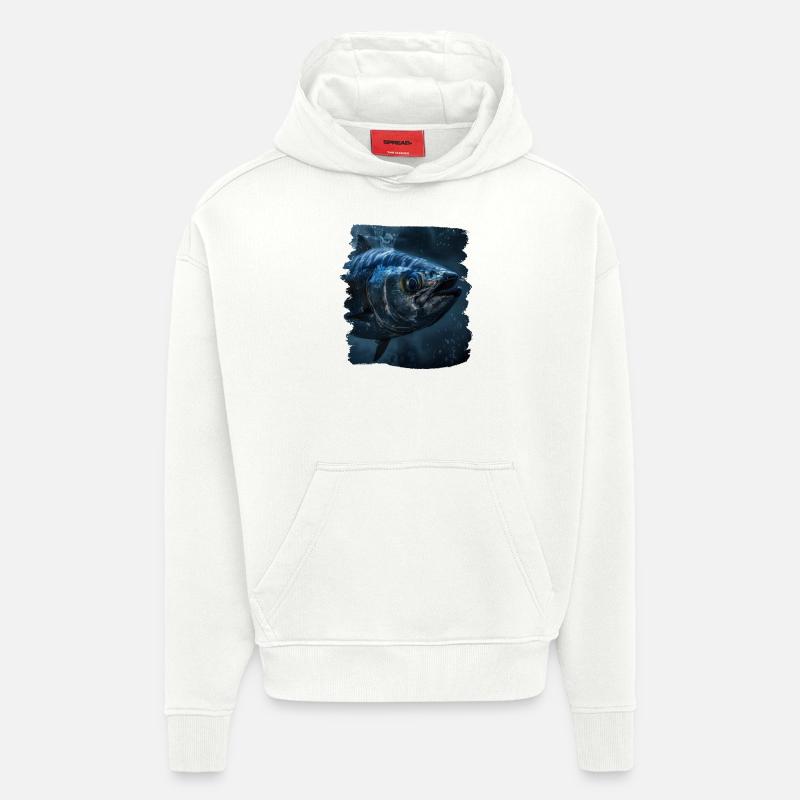 Thon Thunfische Thunfisch - Sweat à capuche bio épais oversize fabriqué en UE - OFF WHITE