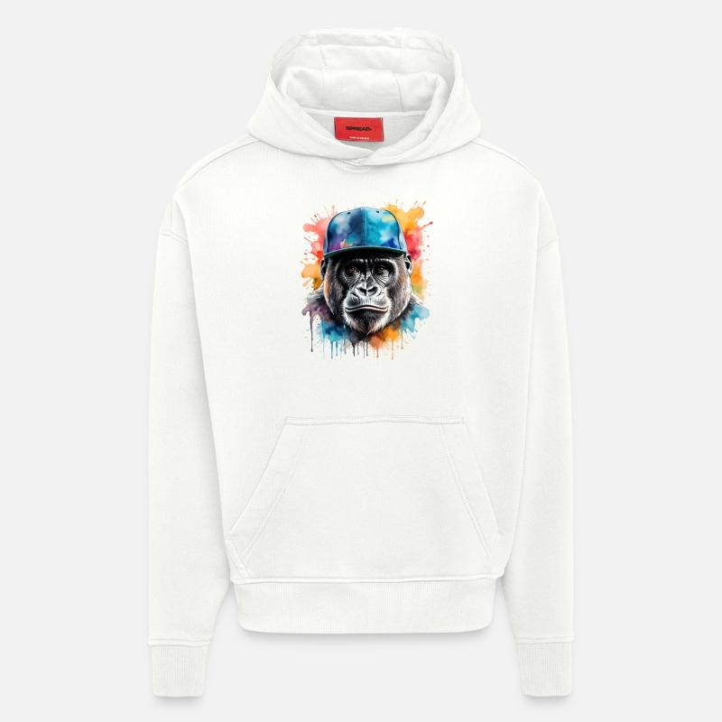Gorilla Snapback Cap Affe Cool Tier Design Print - Hoodie- made by SPREAD  - OFF WHITE