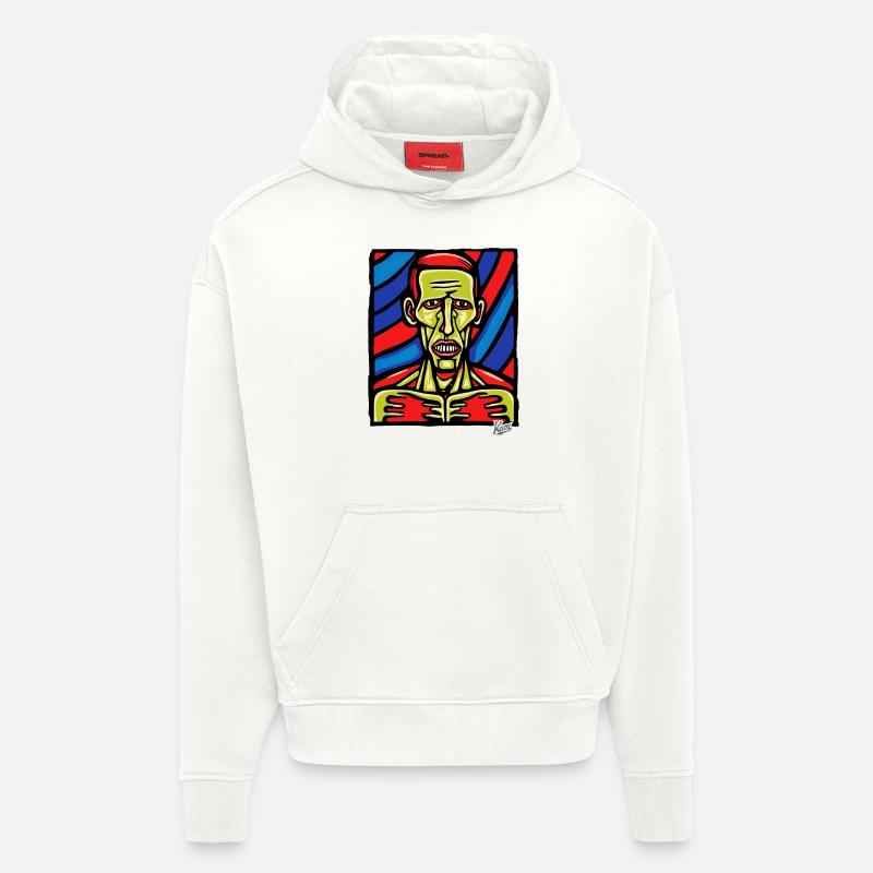 Art abstrait d’un zombie - Sweat à capuche bio épais oversize fabriqué en UE - OFF WHITE