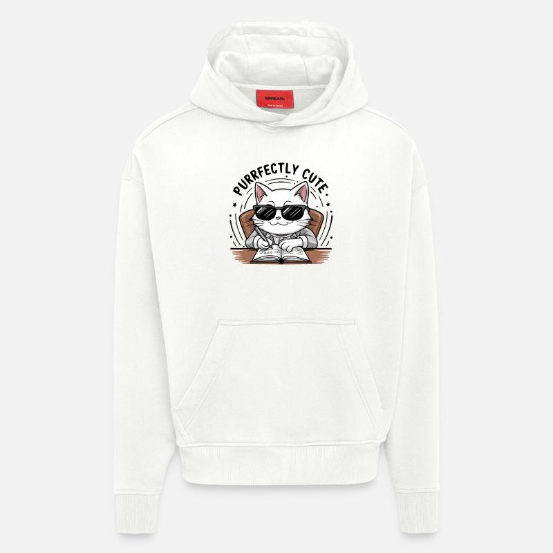 CHAT PARFAITEMENT MIGNON - Sweat à capuche bio épais oversize fabriqué en UE - OFF WHITE