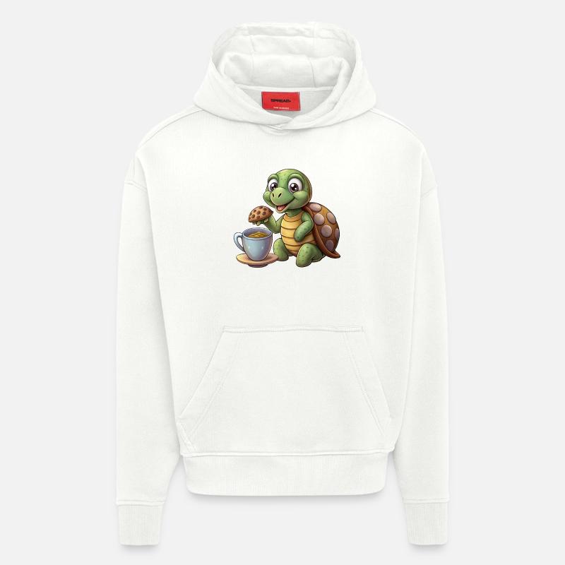 BISCUITS, L’HEURE DU CAFÉ - Sweat à capuche bio épais oversize fabriqué en UE - OFF WHITE
