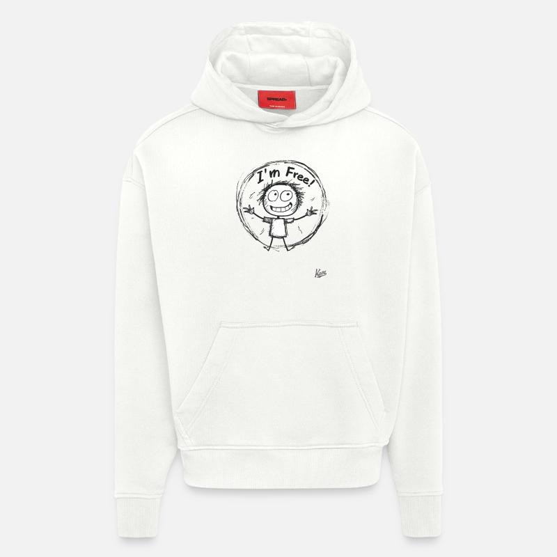 Strichmännchen-Figur: Ich bin frei! - Hoodie- made by SPREAD  - OFF WHITE