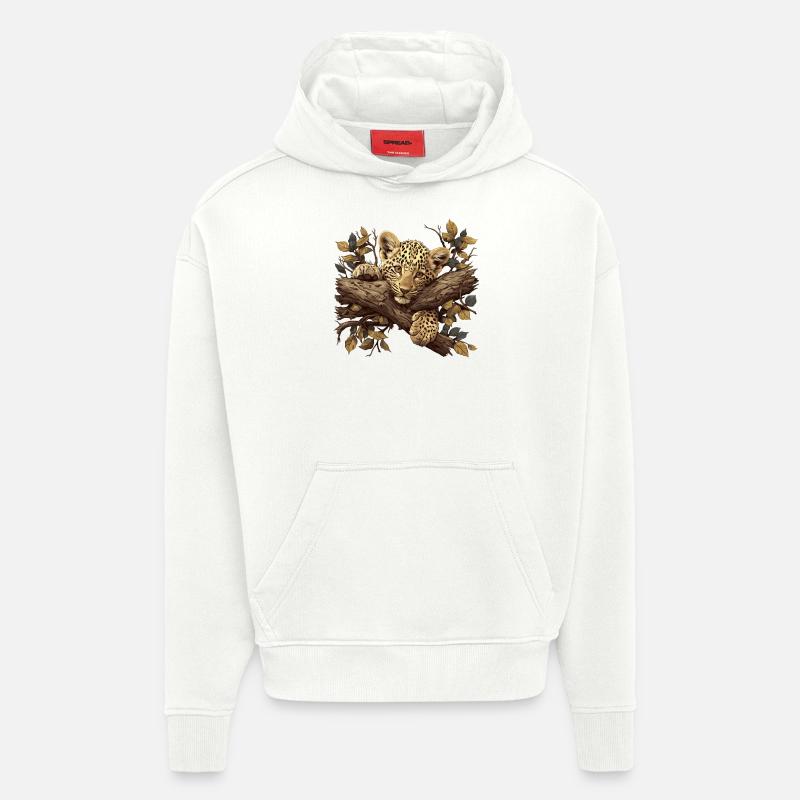 Léopard léopard - Sweat à capuche bio épais oversize fabriqué en UE - OFF WHITE