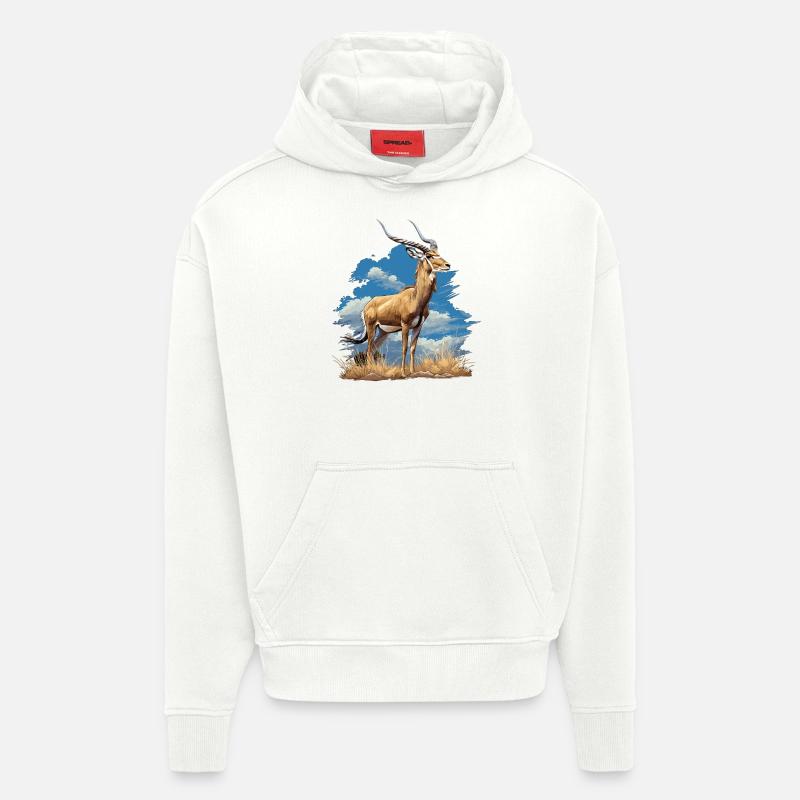 Antilope antilope antilope ouverte - Sweat à capuche bio épais oversize fabriqué en UE - OFF WHITE