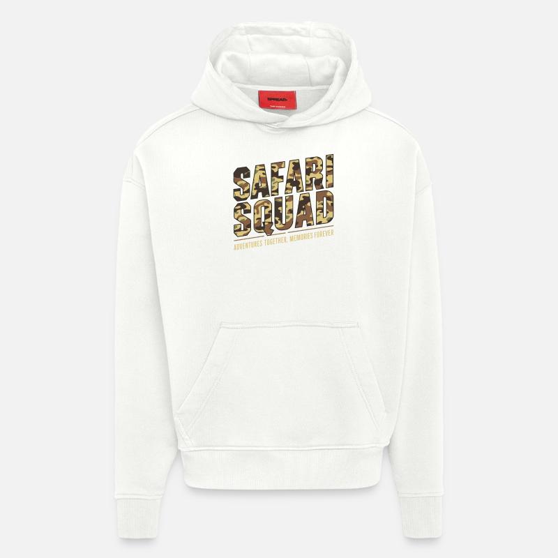 Safari Squad - Aventure ensemble, Souvenirs - Sweat à capuche bio épais oversize fabriqué en UE - OFF WHITE