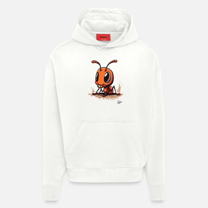 Mignon petit bébé fourmi - Sweat à capuche bio épais oversize fabriqué en UE - OFF WHITE