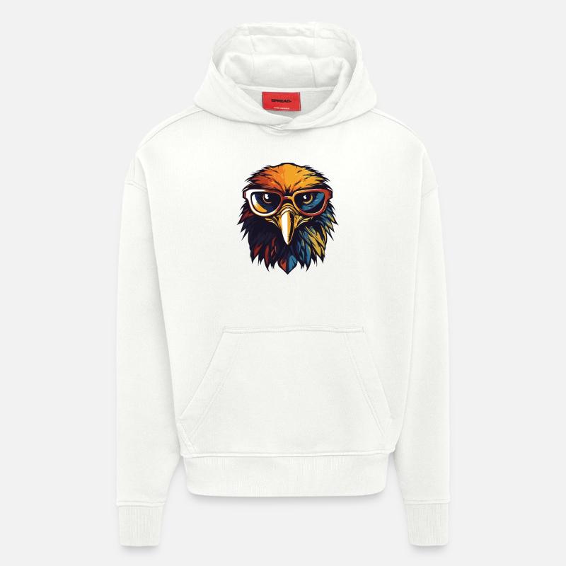 Fête Eagle Cool Head - Sweat à capuche bio épais oversize fabriqué en UE - OFF WHITE