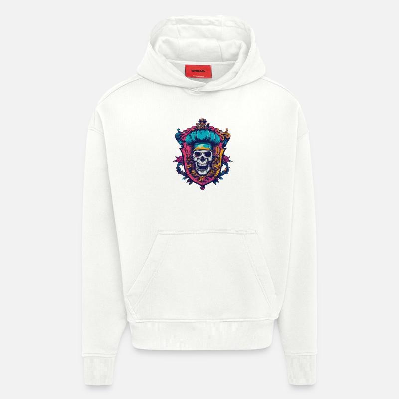 Crâne Squelette Chef - Sweat à capuche bio épais oversize fabriqué en UE - OFF WHITE