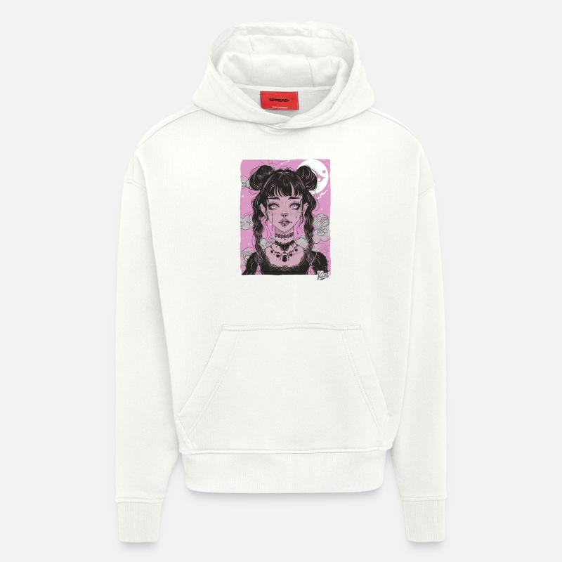 Super mignon grunge émo fille - Sweat à capuche bio épais oversize fabriqué en UE - OFF WHITE