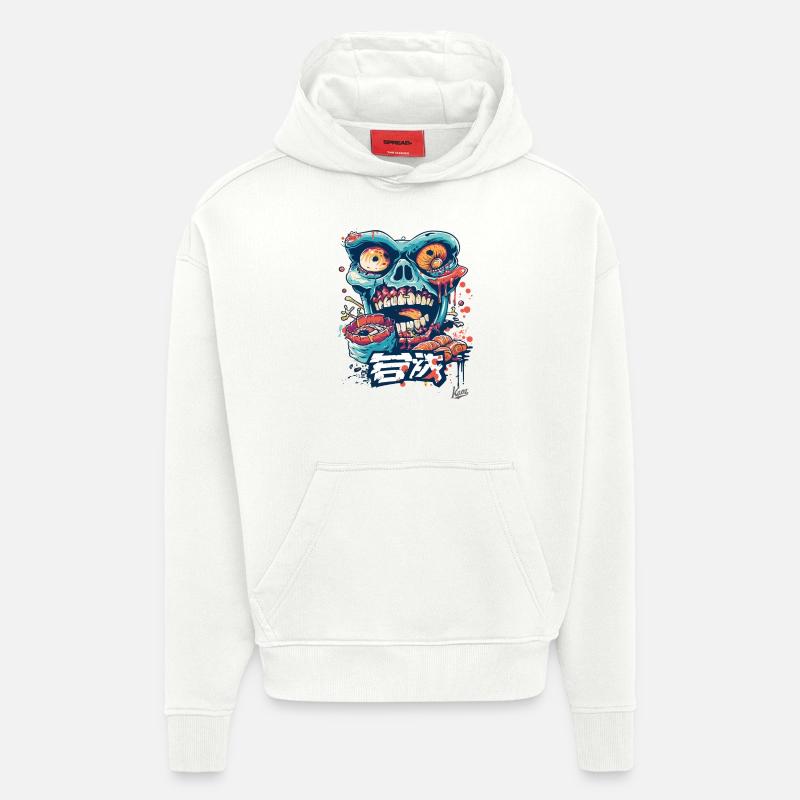 Ramen Sushi Thon Manger Crâne - Sweat à capuche bio épais oversize fabriqué en UE - OFF WHITE