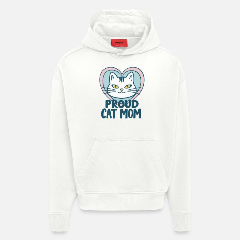 FIÈRE MAMAN CHAT - Sweat à capuche bio épais oversize fabriqué en UE - OFF WHITE