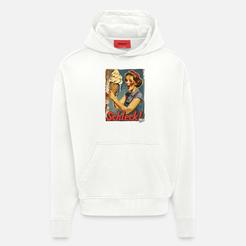 Liebe Dame mit riesigem Waffel-Eis - Hoodie- made by SPREAD - OFF WHITE