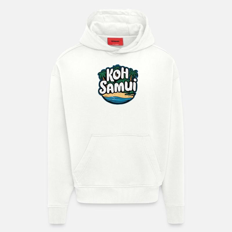 Koh Samui souvenir plage paradis - Sweat à capuche bio épais oversize fabriqué en UE - OFF WHITE