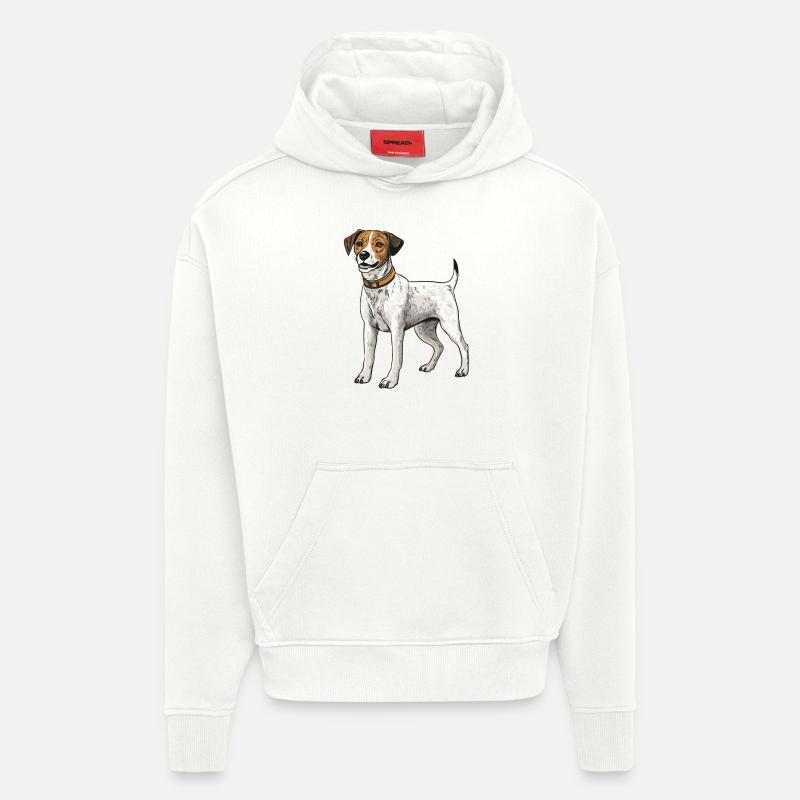 Jack Russel Terrier Chien - Sweat à capuche bio épais oversize fabriqué en UE - OFF WHITE