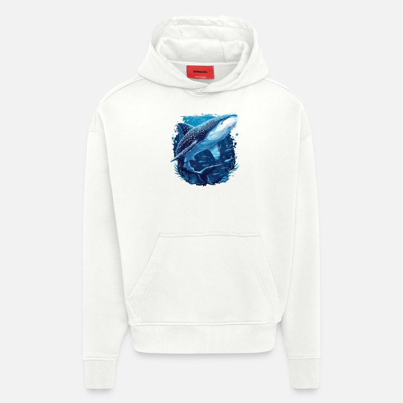 requin-baleine Requin-baleine requin-baleine - Sweat à capuche bio épais oversize fabriqué en UE - OFF WHITE