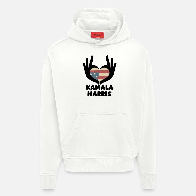 Kamala Harris Coeur Main - Sweat à capuche bio épais oversize fabriqué en UE - OFF WHITE