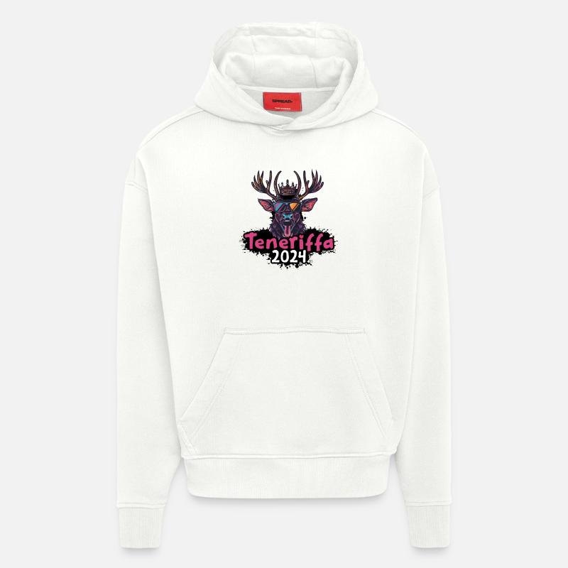 Tenerife 2024 Cerf - Sweat à capuche bio épais oversize fabriqué en UE - OFF WHITE