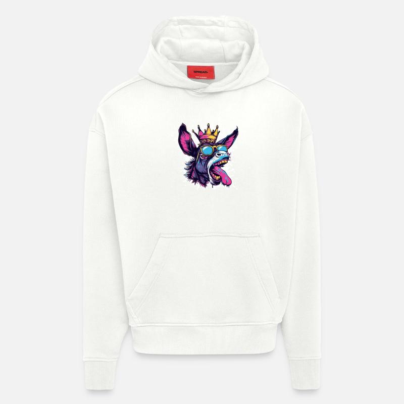 Bande dessinée de l’âne - Sweat à capuche bio épais oversize fabriqué en UE - OFF WHITE