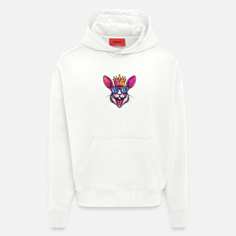 Bunny Comic Funny Party - Sweat à capuche bio épais oversize fabriqué en UE - OFF WHITE