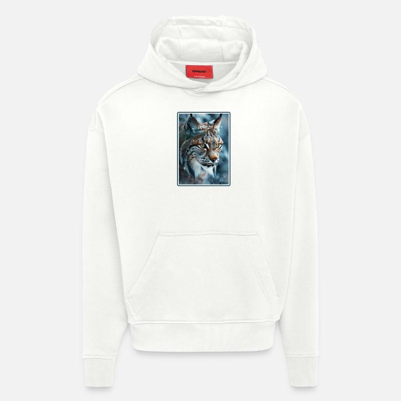 Lynx Luchse Luchs - Sweat à capuche bio épais oversize fabriqué en UE - OFF WHITE