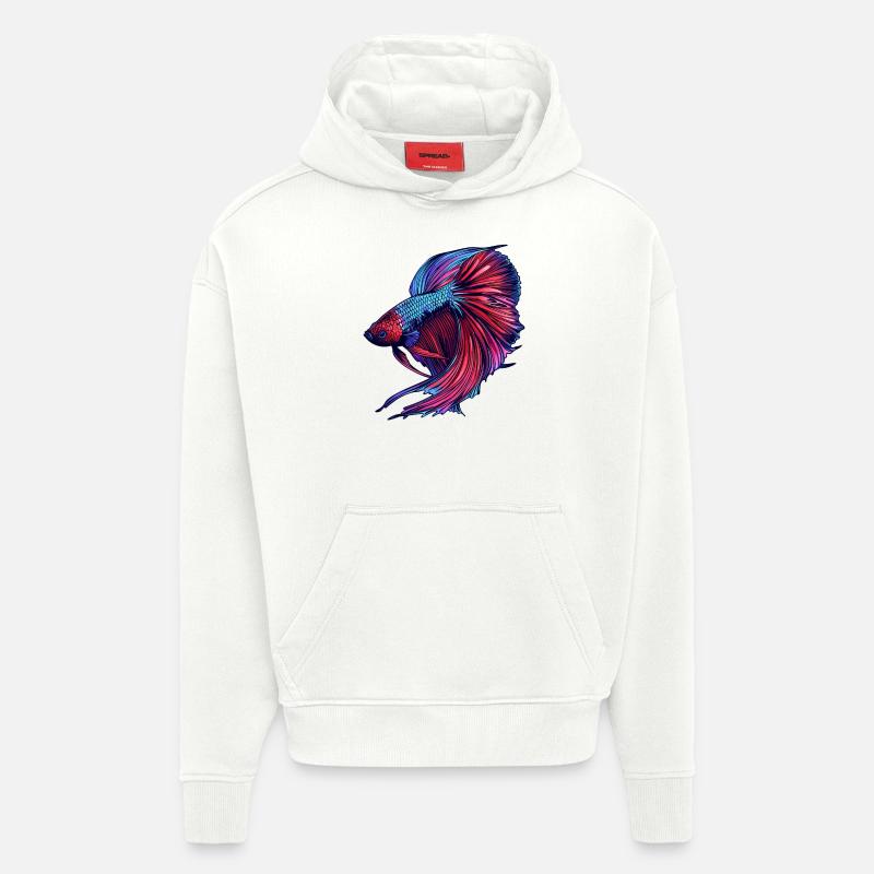 Bettas Betta Poisson Betta - Sweat à capuche bio épais oversize fabriqué en UE - OFF WHITE