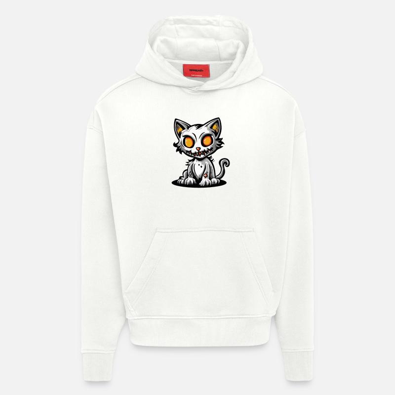 Halloween Chat Chat - Sweat à capuche bio épais oversize fabriqué en UE - OFF WHITE