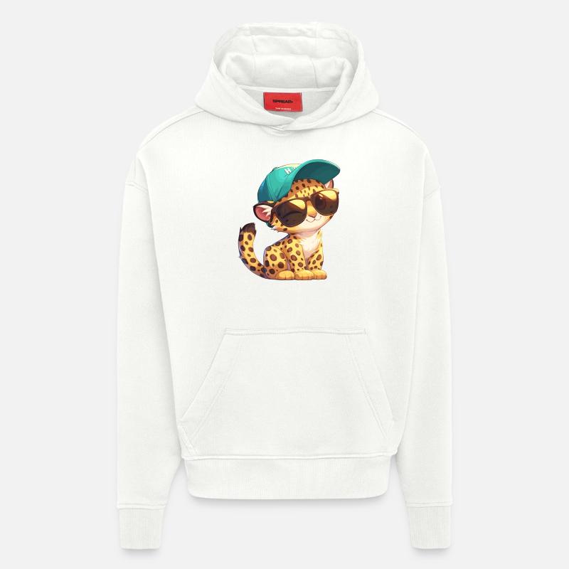 Léopard léopard - Sweat à capuche bio épais oversize fabriqué en UE - OFF WHITE