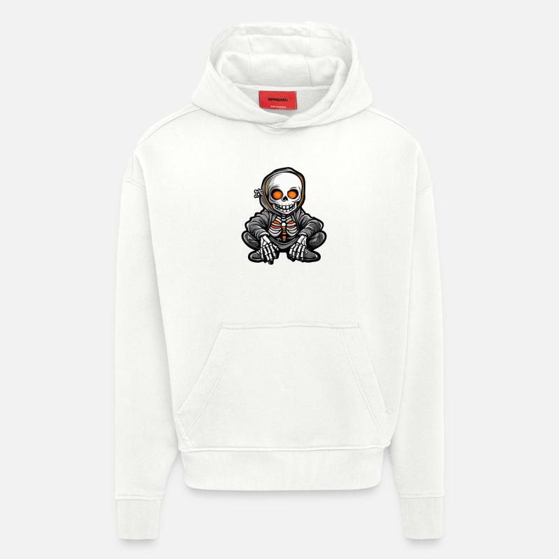 Squelette Halloween - Sweat à capuche bio épais oversize fabriqué en UE - OFF WHITE