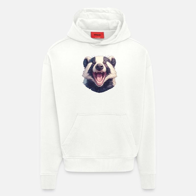Blaireau Dachse Dachs - Sweat à capuche bio épais oversize fabriqué en UE - OFF WHITE