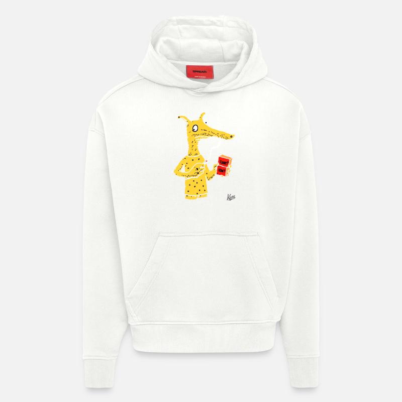 Créature fourmilier avec une brique - Sweat à capuche bio épais oversize fabriqué en UE - OFF WHITE