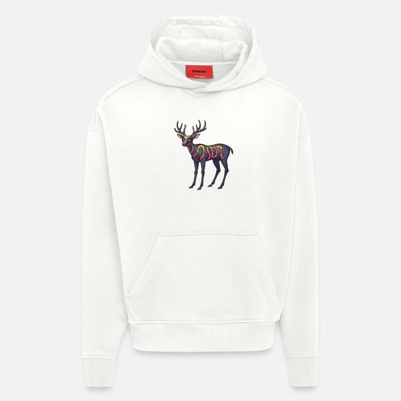 Bande dessinée d’Halloween cerf - Sweat à capuche bio épais oversize fabriqué en UE - OFF WHITE