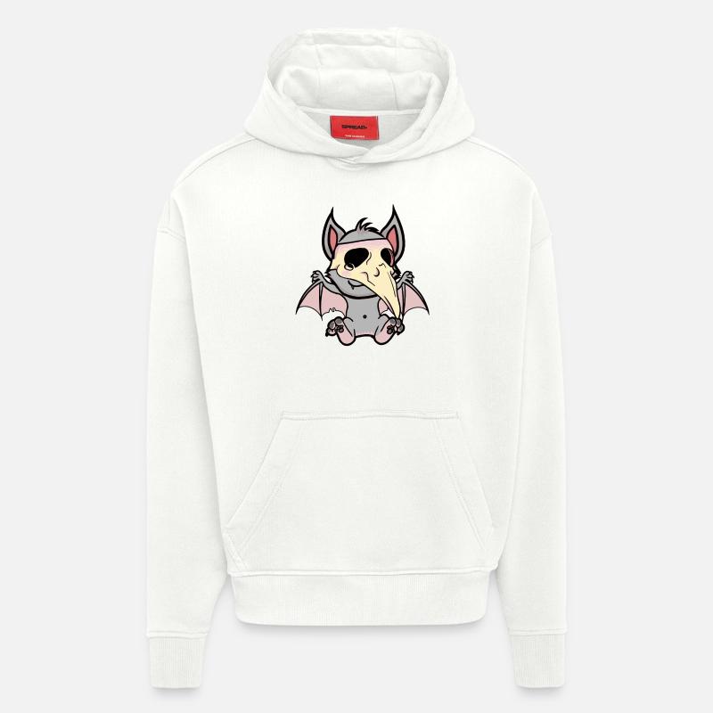 Halloween, chauve-souris, peste, horreur - Sweat à capuche bio épais oversize fabriqué en UE - OFF WHITE