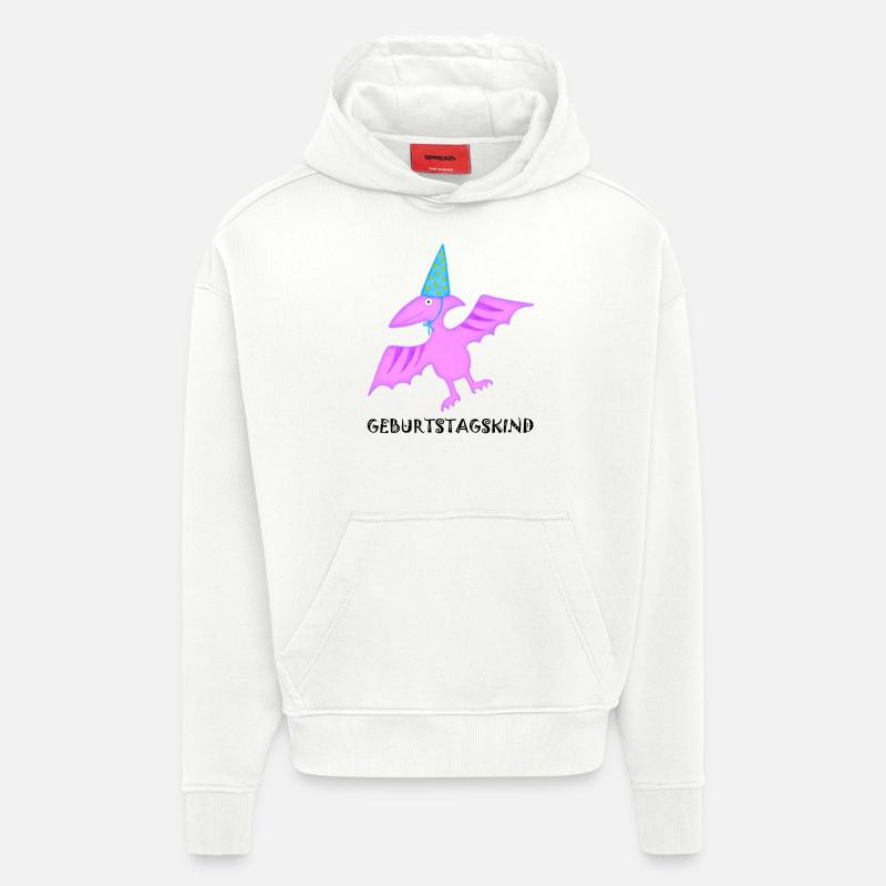Anniversaire Garçon Ptéranodon Ptérosaure Dinosaure - Sweat à capuche bio épais oversize fabriqué en UE - OFF WHITE