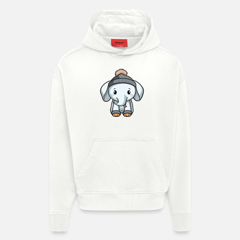 Elefant Winter Comic Niedlich - Hoodie- made by SPREAD  - OFF WHITE