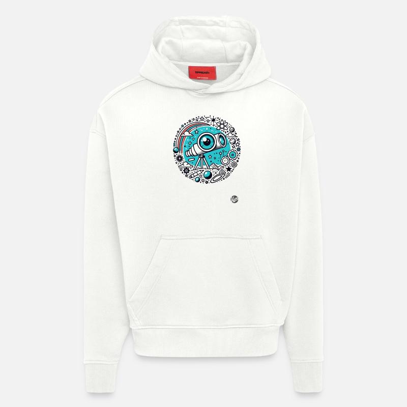 Télescope « Oeil de l’astronomie » - Sweat à capuche bio épais oversize fabriqué en UE - OFF WHITE