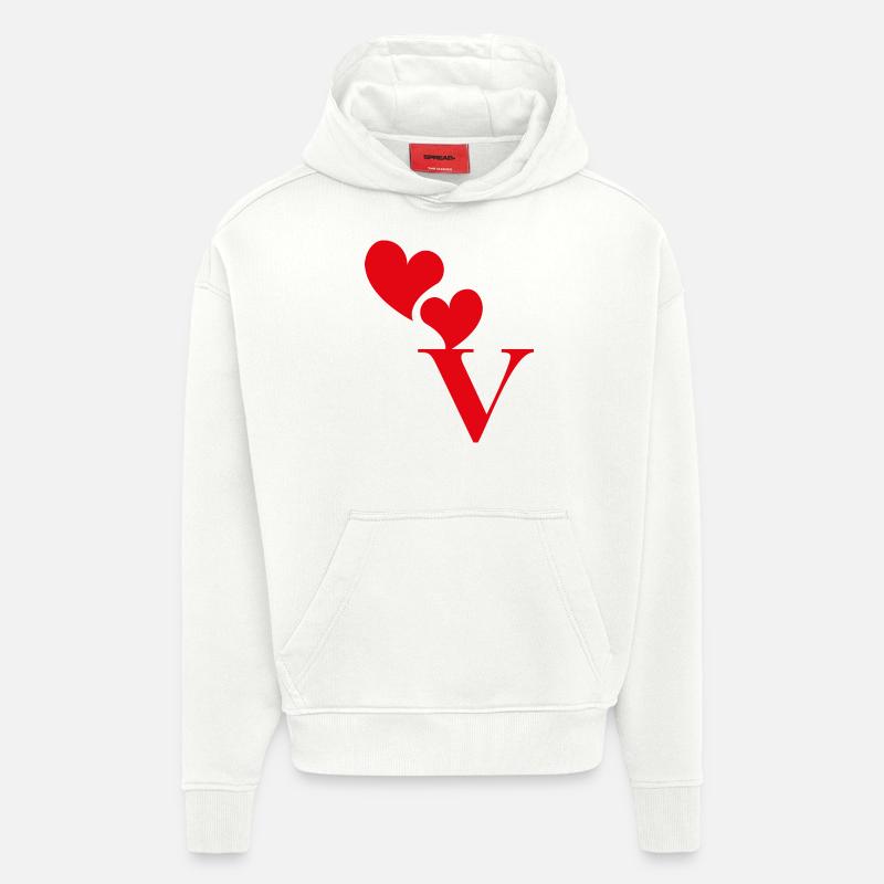 Buchstabe v rotes Herz - Hoodie- made by SPREAD  - OFF WHITE