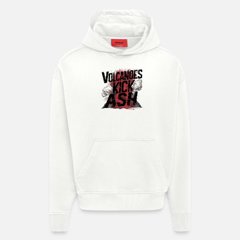 Volcan – Cendres, lave et feu - Sweat à capuche bio épais oversize fabriqué en UE - OFF WHITE