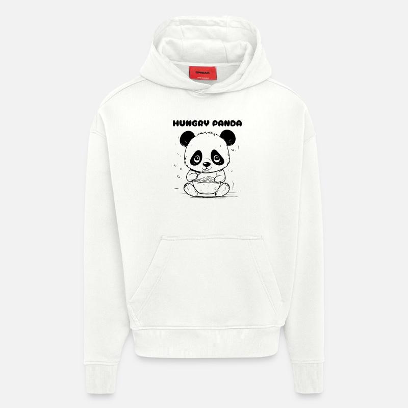 PANDA AFFAMÉ - Sweat à capuche bio épais oversize fabriqué en UE - OFF WHITE