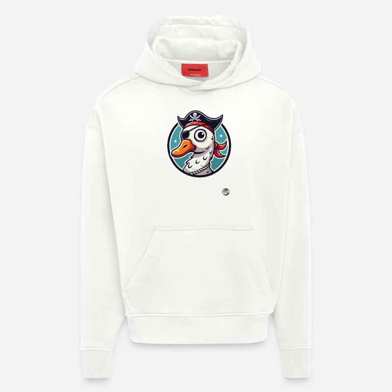 Oie pirate avec cache-œil - Sweat à capuche bio épais oversize fabriqué en UE - OFF WHITE