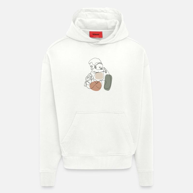 Père avec enfant, bébé - Sweat à capuche bio épais oversize fabriqué en UE - OFF WHITE