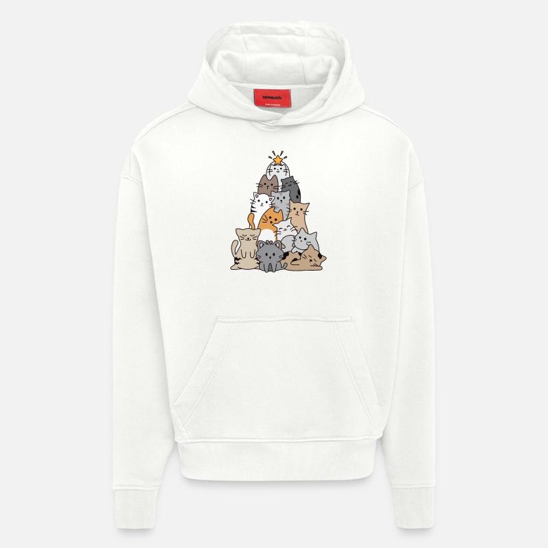 Katze Weihnachtsbaum - Hoodie- made by SPREAD  - OFF WHITE
