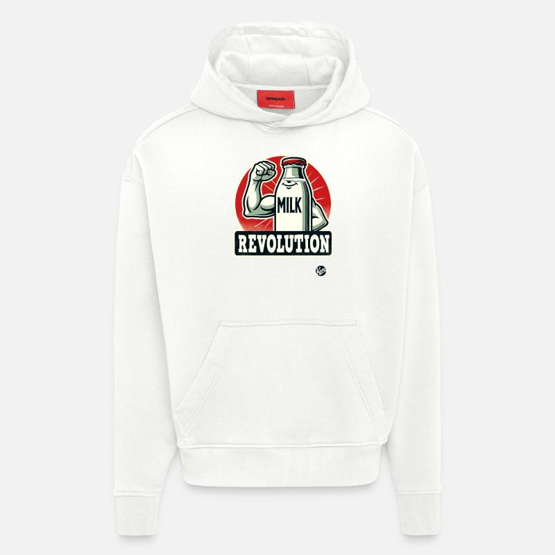 La révolution du lait - Sweat à capuche bio épais oversize fabriqué en UE - OFF WHITE